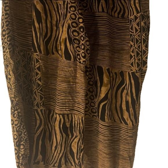 REVUE Patchwork Print Boho Palazzo Pants Women's M Brown Black - Picture 6 of 12